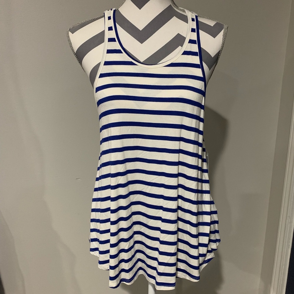 Royal Blue and White Tank Top Large
